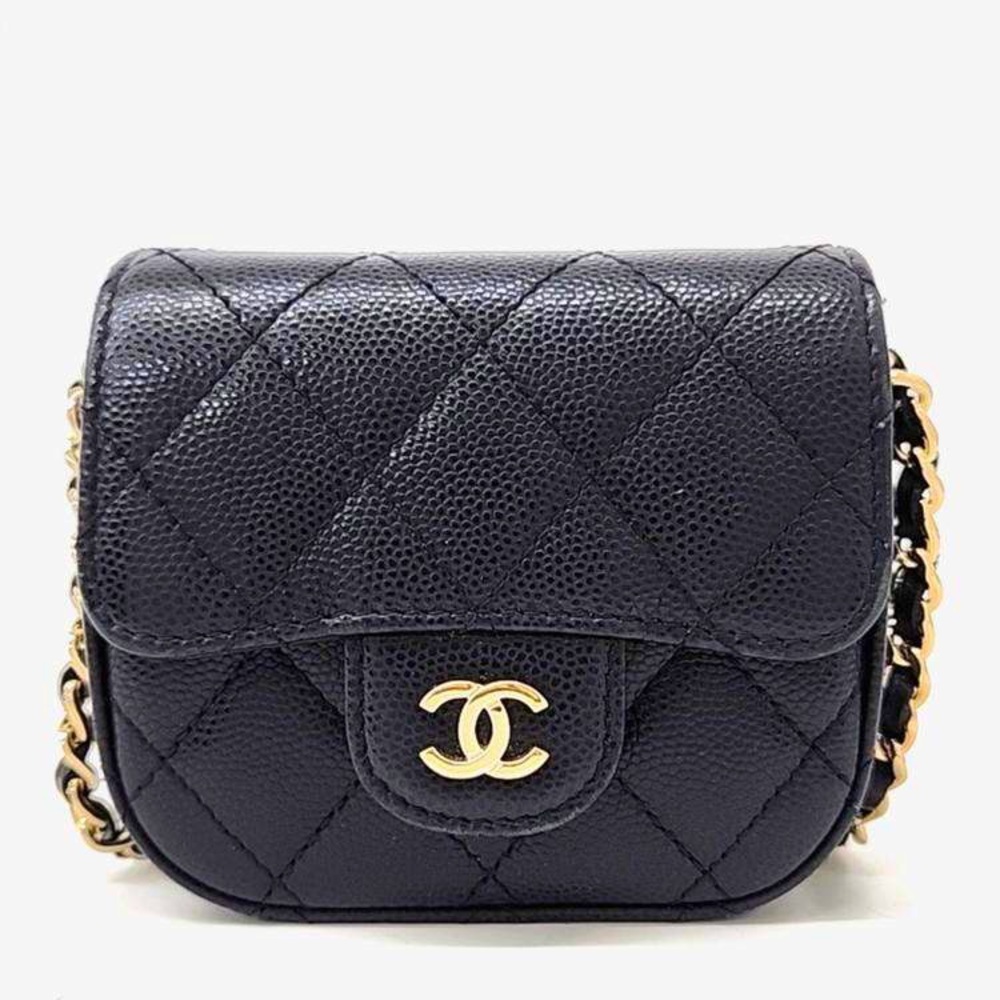 CHANEL micro caviar flap crossbody